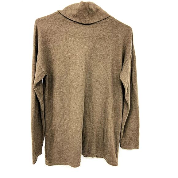 Purejill Cowl Neck Sweater Brown Knit Pullover Long Sleeve Cotton Blend Size S - Picture 2 of 4
